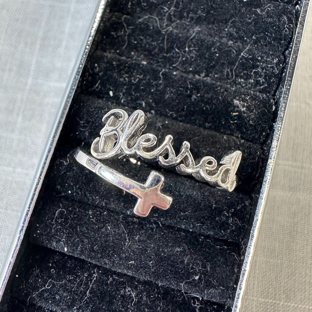 Blessed Cross Sterling Silver Ring - image 1